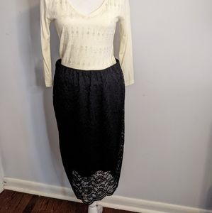 NWOT Black Lace Midi Pencil Skirt